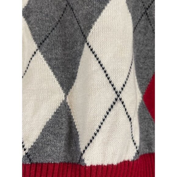 St Johns Bay Argyle Knit Sweater PL Red Preppy Varsity Retro 80s Old Money - Picture 5 of 11